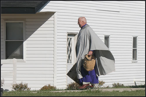 Skip walking to chapel