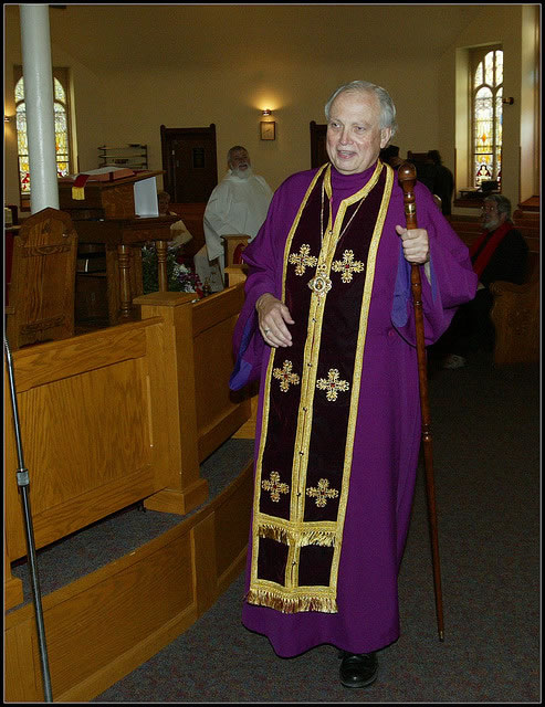 Skip with crosier at Earl's funeral